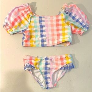 Cat & Jack Girls Multi-Color Puff Sleeve Bikini Swimsuit 4T